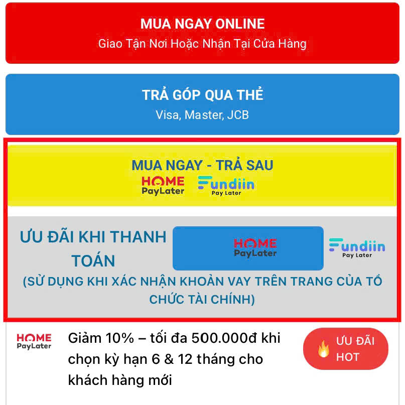 Trả góp qua CCCD tại Techzhome