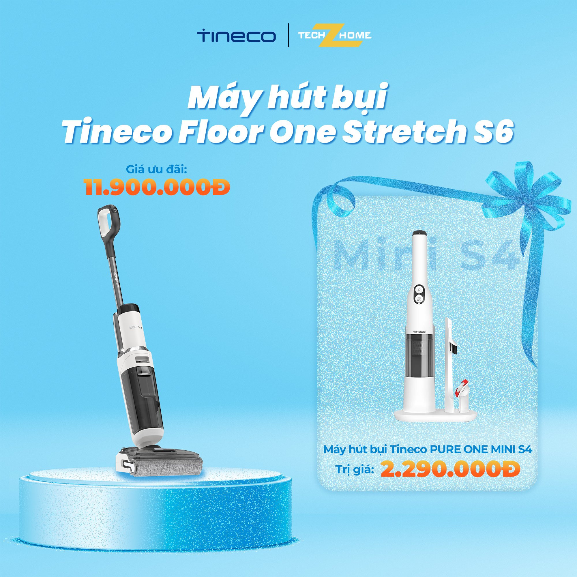 Tineco Stretch S6 tặng ngay Tineco Mini S4