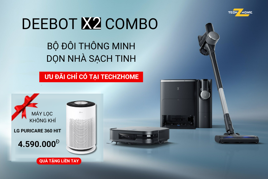 [FLASH SALE] Mua robot hút bụi Deebot X2 Combo tặng máy lọc không khí LG PuriCare 360 Hit