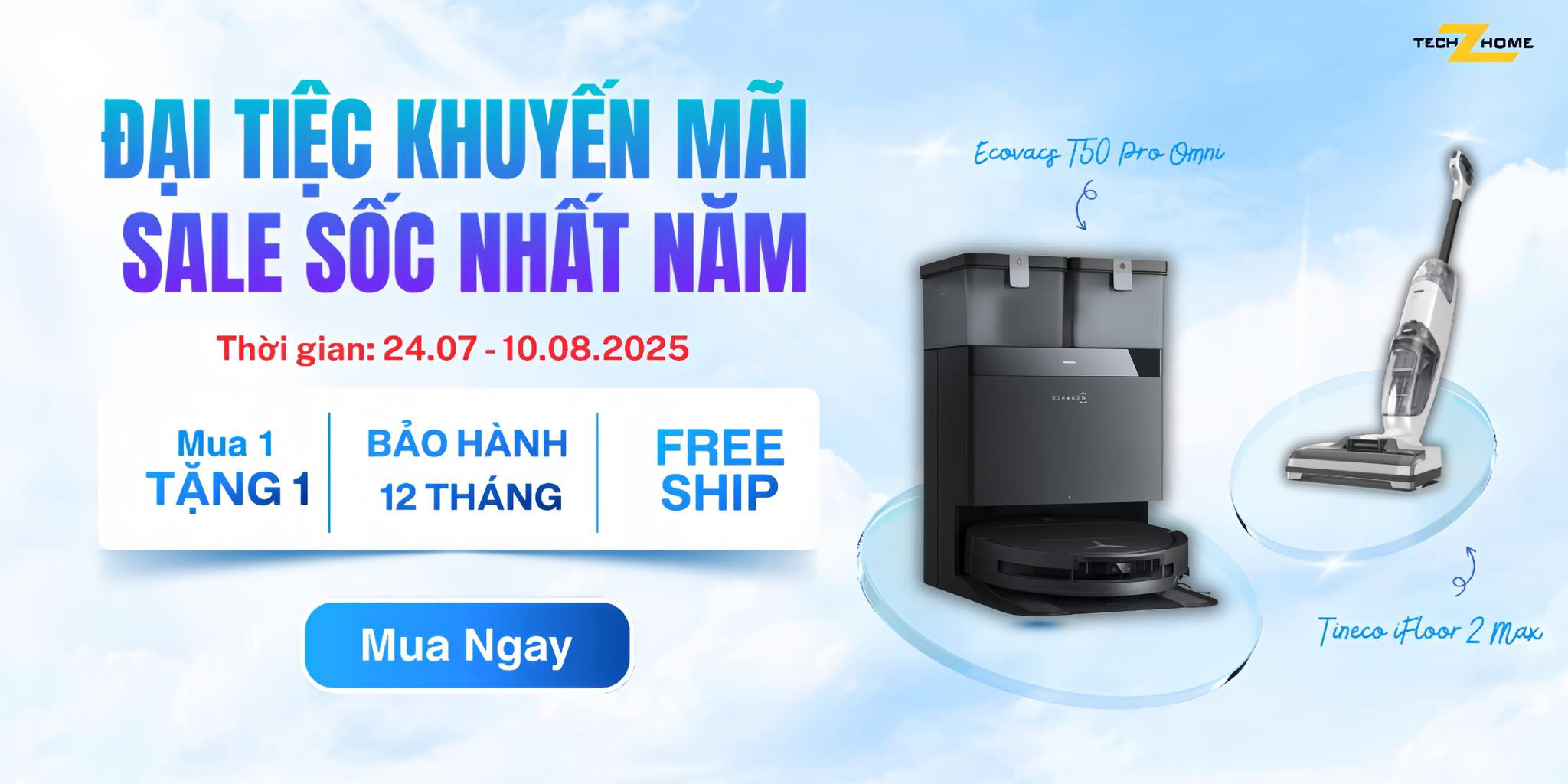 Ưu đãi đặc biệt khi mua Ecovacs T50 Pro Omni tại Techzhome