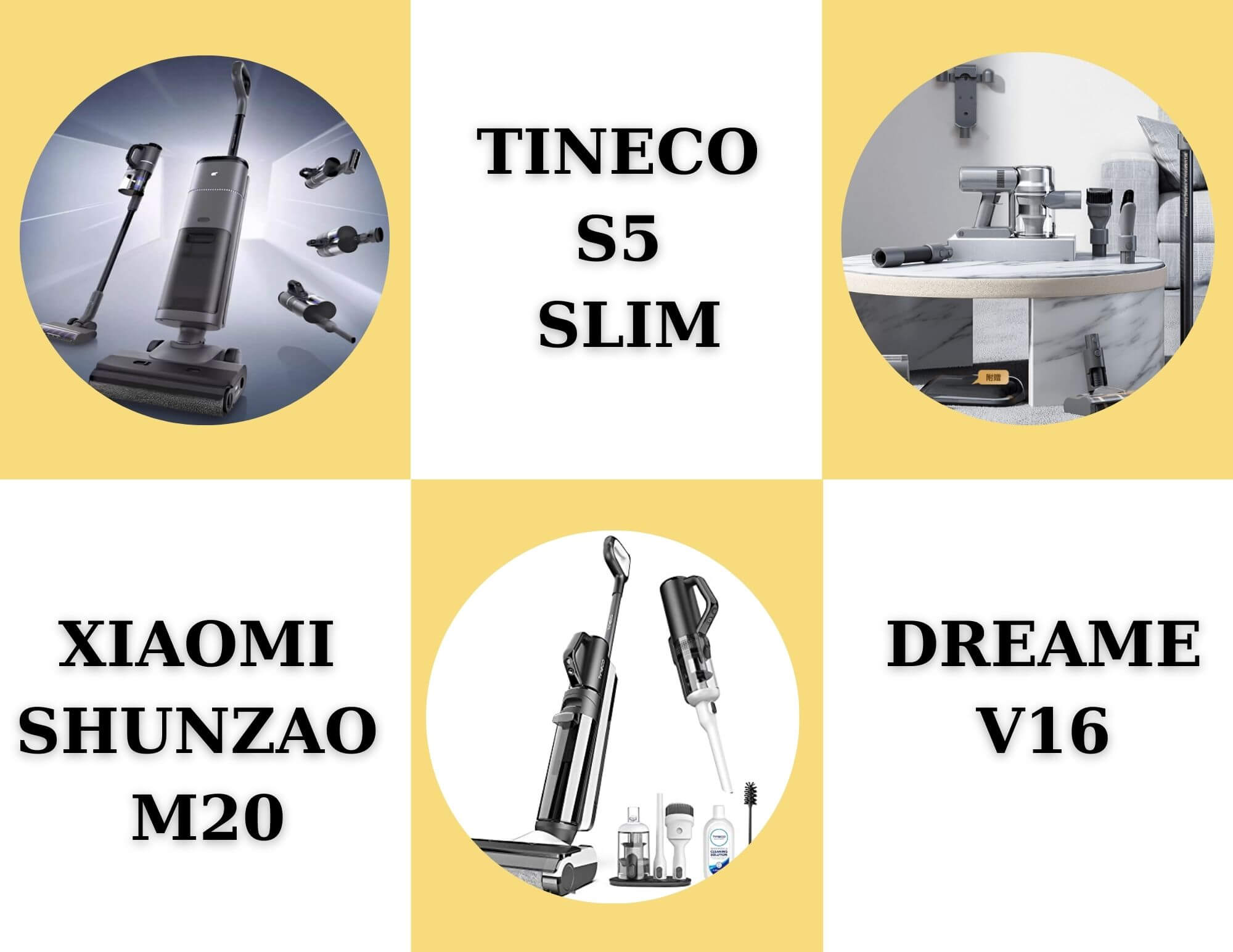 So sánh ba máy hút bụi nhiều đầu hút shunzao m20, S5 Slim, Dreame V16