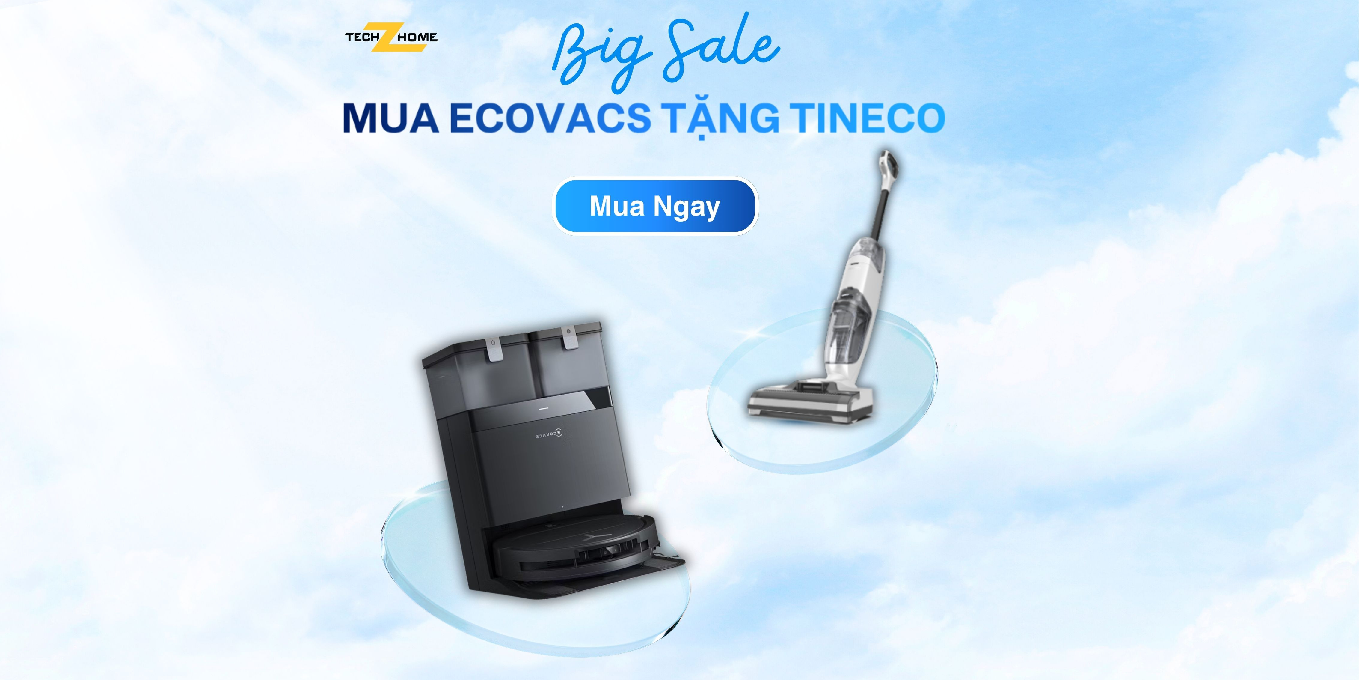 Big Sale - Mua robot hút bụi Ecovacs tặng máy lau sàn Tineco