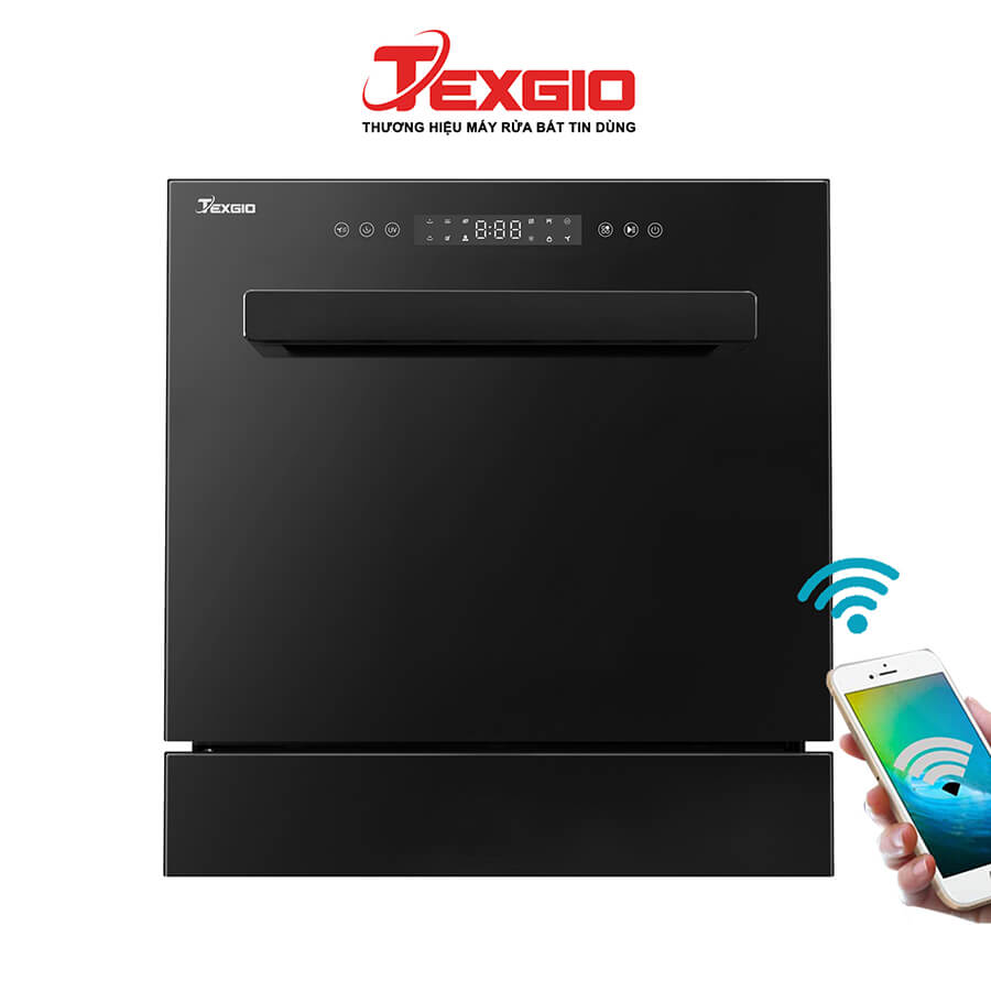 Máy rửa bát Texgio Dishwasher TGWFD78GB - 11 Bộ Kết Nối WIFI, Sấy Khí Nóng, Tự Động Hé Cửa